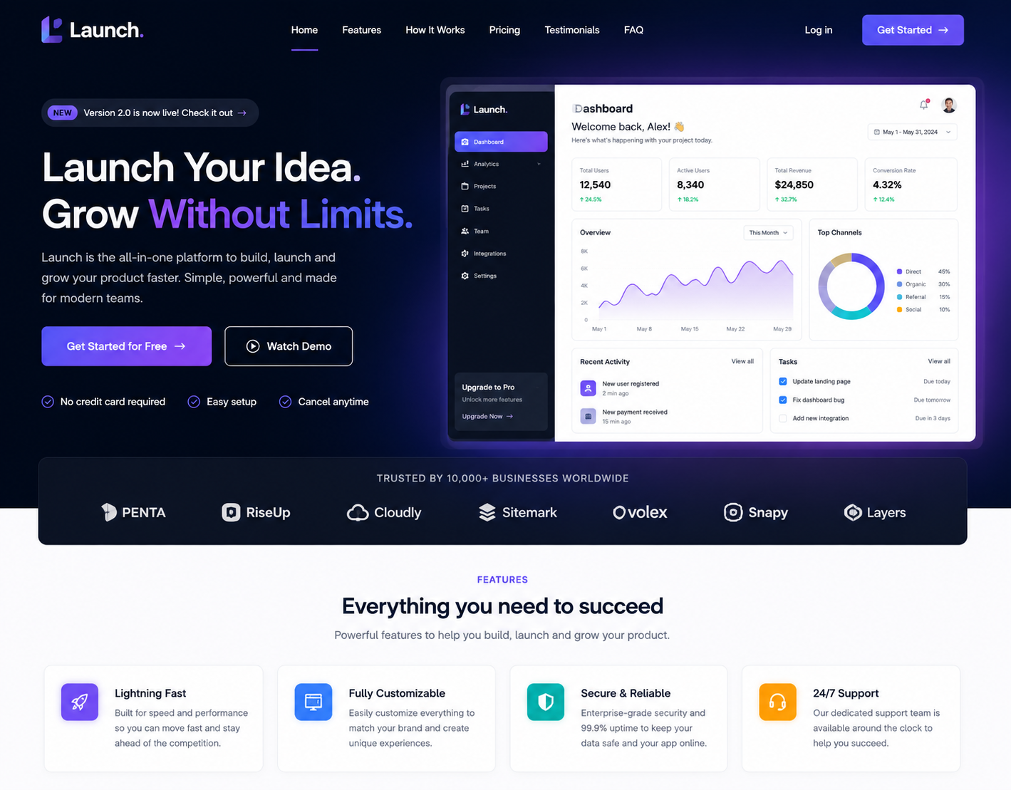 Launch Landing Page website preview