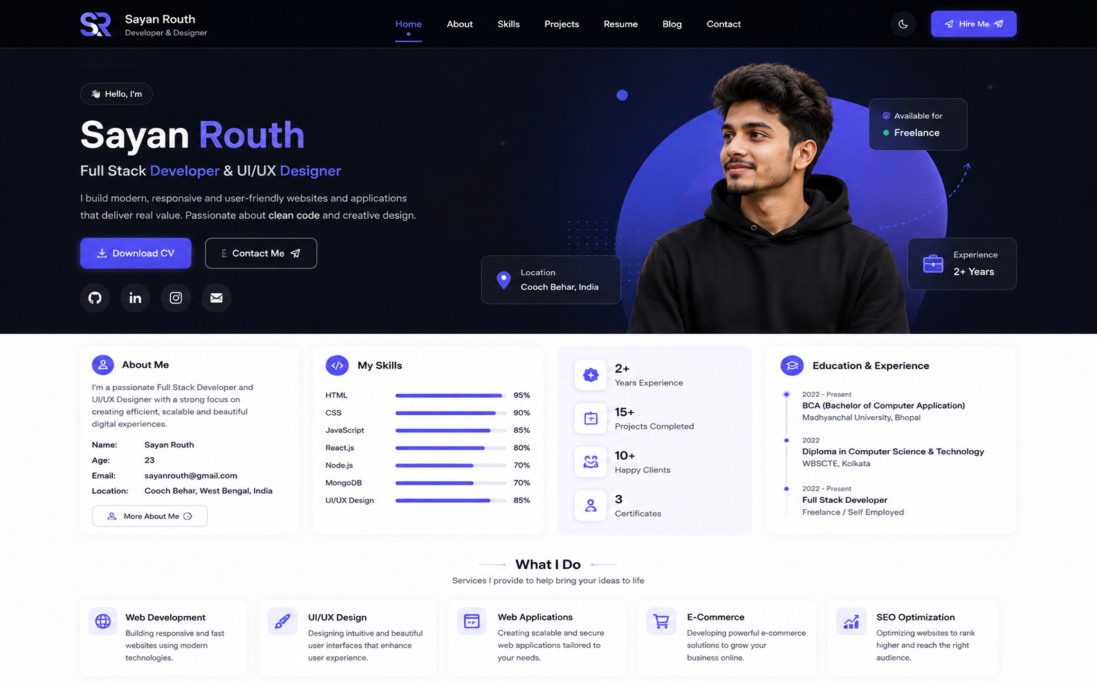Personal Profile website preview