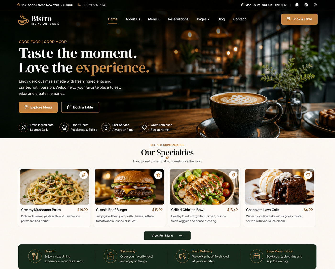 Restaurant & Café website preview